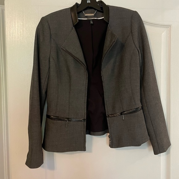 WHBM Blazer with faux leather trim - Picture 1 of 4